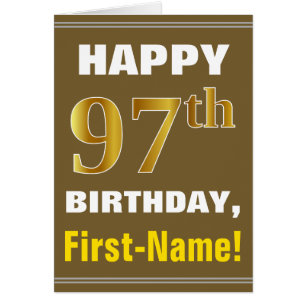 Gras, Brown, Faux Gold 97e anniversaire avec carte