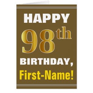Gras, Brown, Faux Gold 98e anniversaire avec carte
