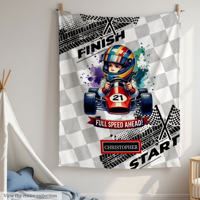 Gras Couverture Sport Voiture Conduite Petit Garço (Bold Blanket Sport Car Driving Little Boy)