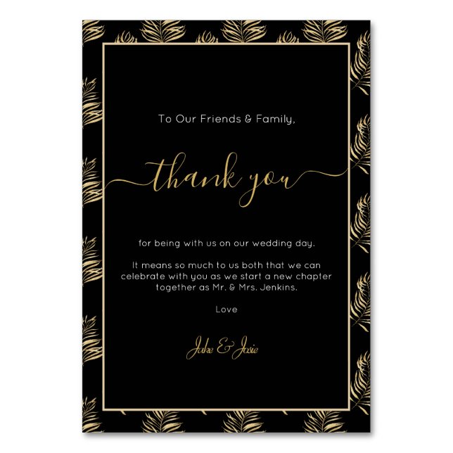 Gras feuille de fougère or Mariage merci Table Car (Par défaut)