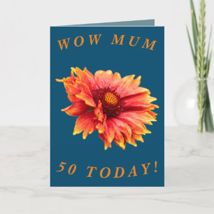 Gras Floral 50e Anniversaire Carte pour maman