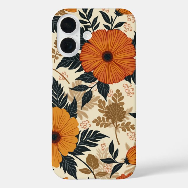Gras Floral Geometry iPhone 16 Coque (Verso)