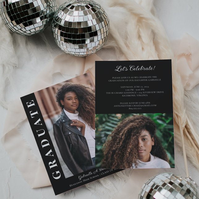 Gras Grad Moderne Faire-part Photo Invitation (Créateur téléchargé)