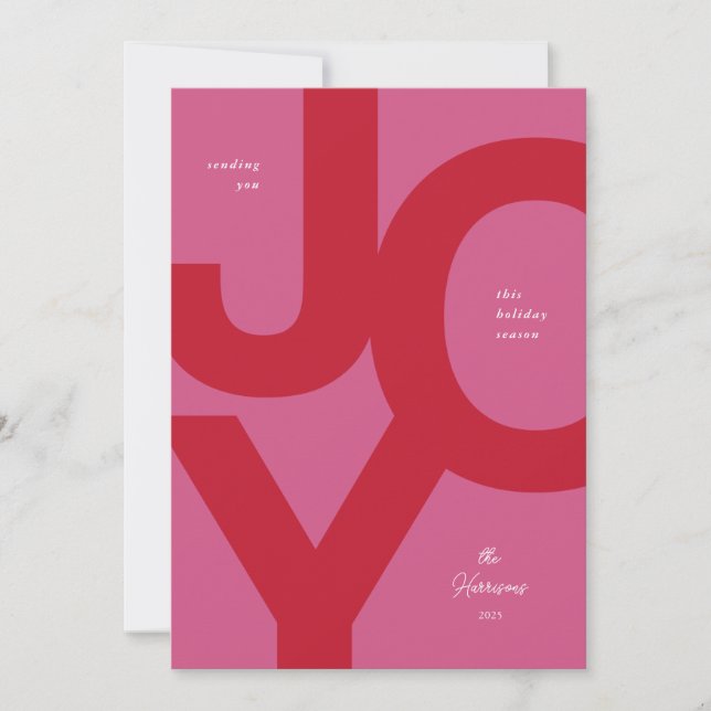 Gras Joy Pink & Red Fun Carte de vacances non phot (Devant)
