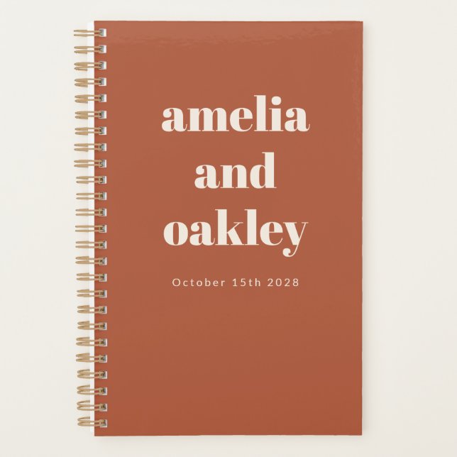 Gras Minimaliste Rouille Orange Retro Mariage pers (Devant)