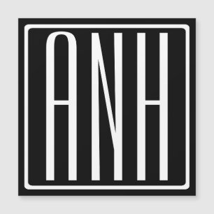 Gras moderne 3 initiales Monogramme Blanc sur no