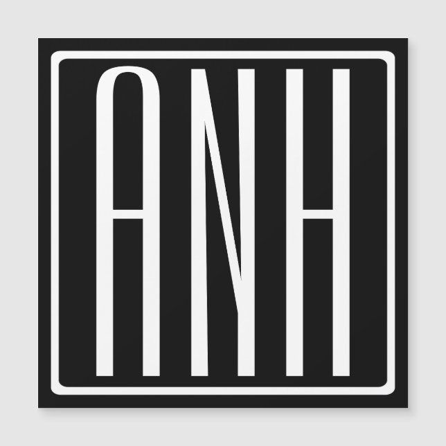 Gras moderne 3 initiales Monogramme | Blanc sur no (Devant)