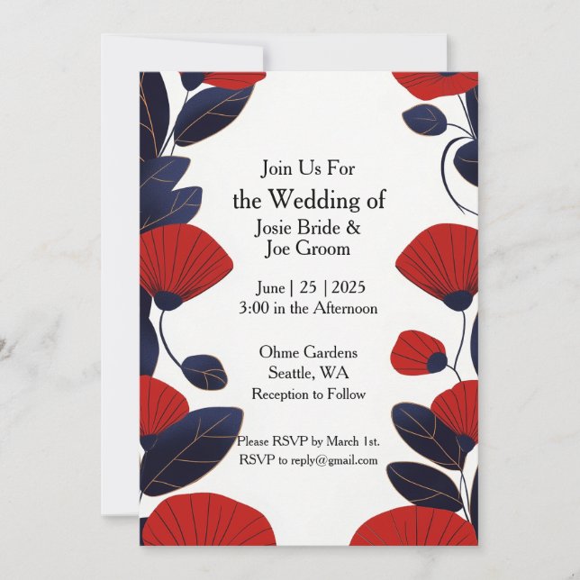 Gras moderne asiatique chic faire-part de mariage (Devant)