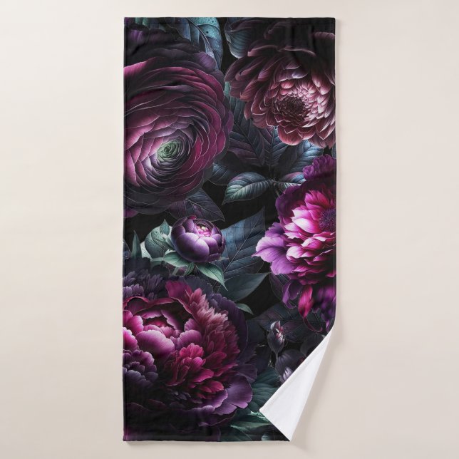 Gras Moody Flowers Black Enchanted Floral Garden (Serviette de bain)