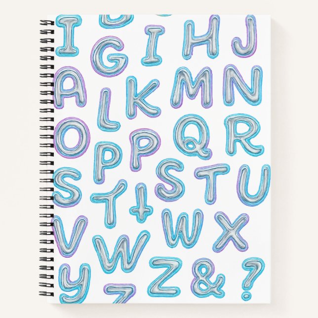 Gras Neon Alphabet Doodle Carnet Spiral (Devant)