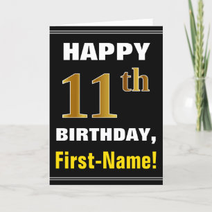 Gras, Noir, Faux Or 11e anniversaire avec carte de