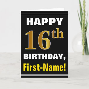 Gras, Noir, Faux Or 16e anniversaire avec carte de