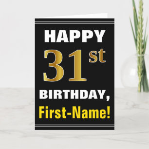 Gras, Noir, Faux Or 31e anniversaire avec carte de