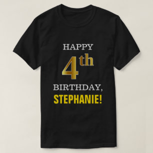 Gras, Noir, Faux Or T-Shirt pour 4ème Anniversaire