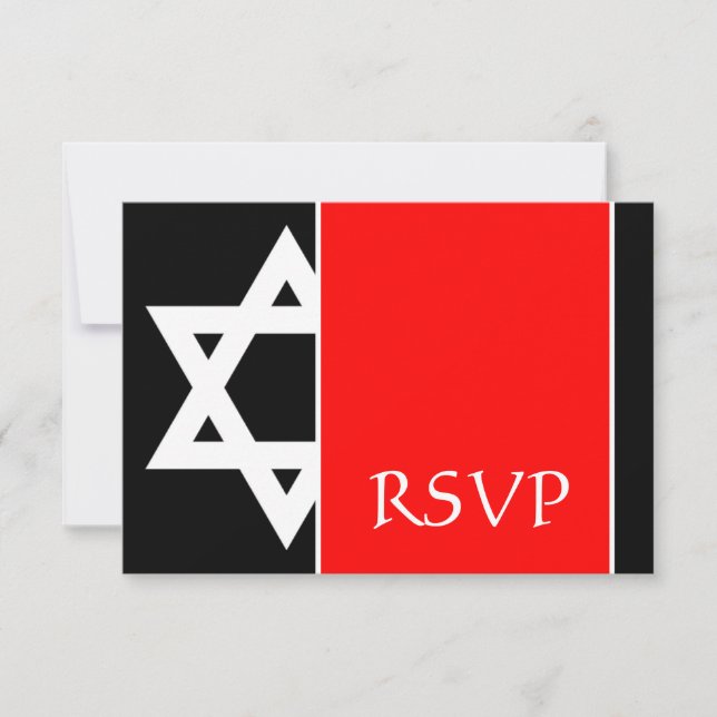 Gras Red Black Star de David Bar Mitzvah RSVP (Devant)