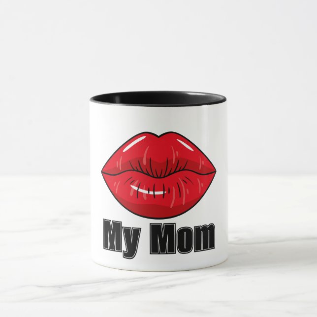 Gras Rouge lèvres Ma maman Mug Fun Cadeau élégant (Centre)