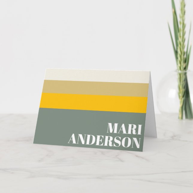 Gras Sage Green Yellow Stripes Moderne Personnalis (Devant)