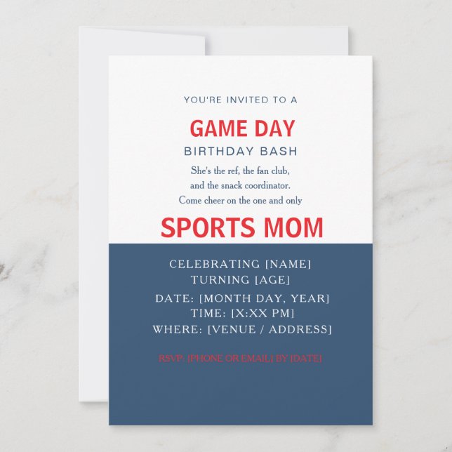 Gras Sans Serif Invitation drôle | maman de sport (Devant)