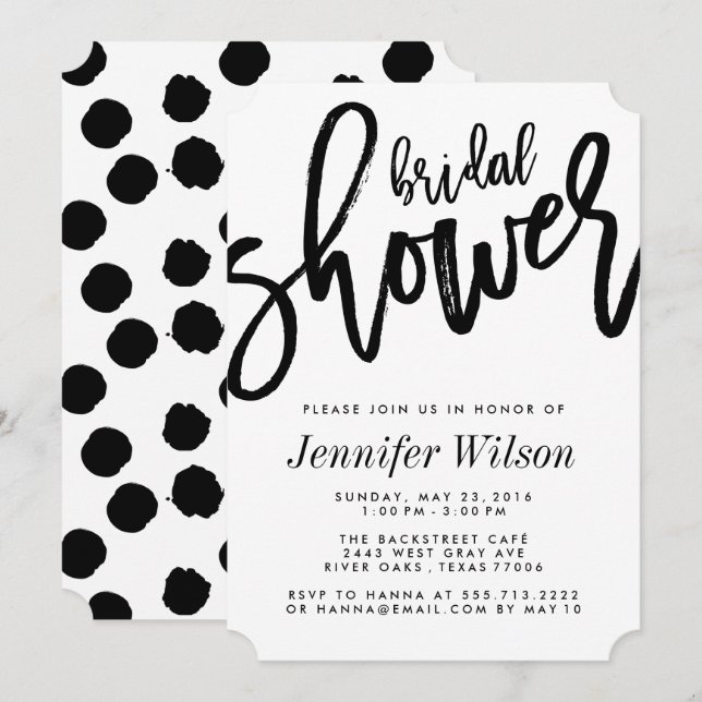 Gras Script noir moderne Invitations de douche nup (Devant / Derrière)