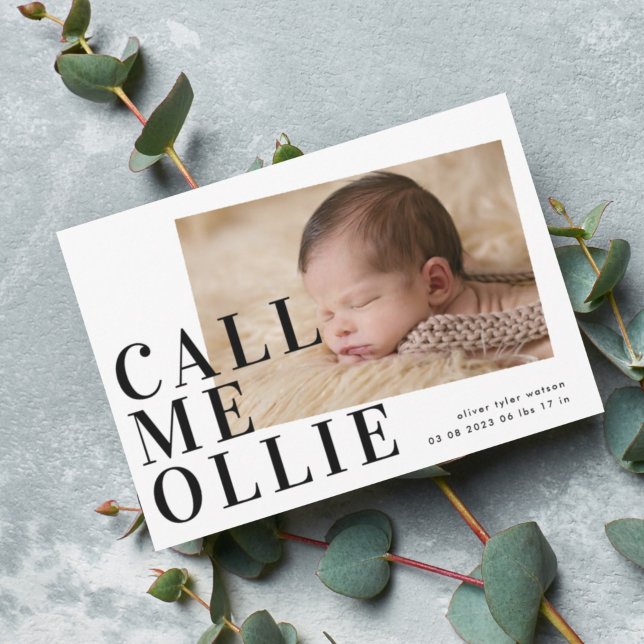 Gras Simple Minimaliste Photo Appelez-Moi Naissanc (Créateur téléchargé)