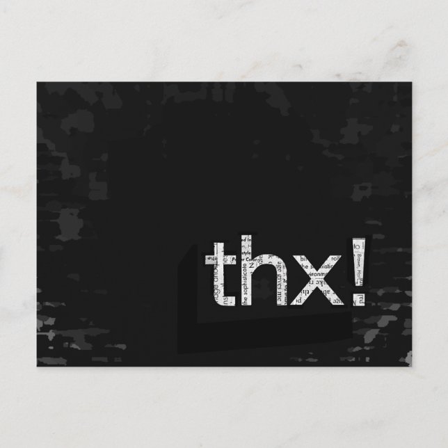 Gras "THX !" Typographie de journal Carte postale (Devant)