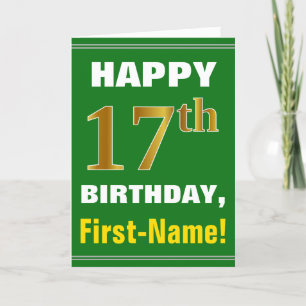 Gras, Vert, Faux Gold 17e anniversaire avec carte 