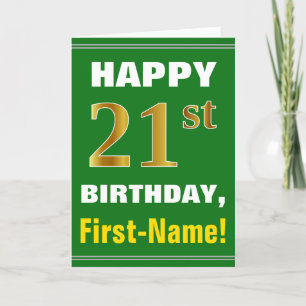 Gras, Vert, Faux Gold 21e anniversaire avec carte