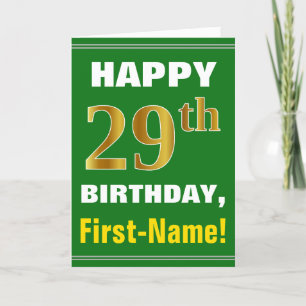 Gras, Vert, Faux Gold 29e anniversaire avec carte