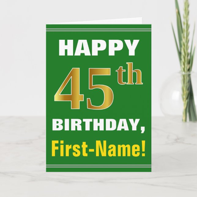 Gras, Vert, Faux Gold 45e anniversaire avec carte  (Devant)