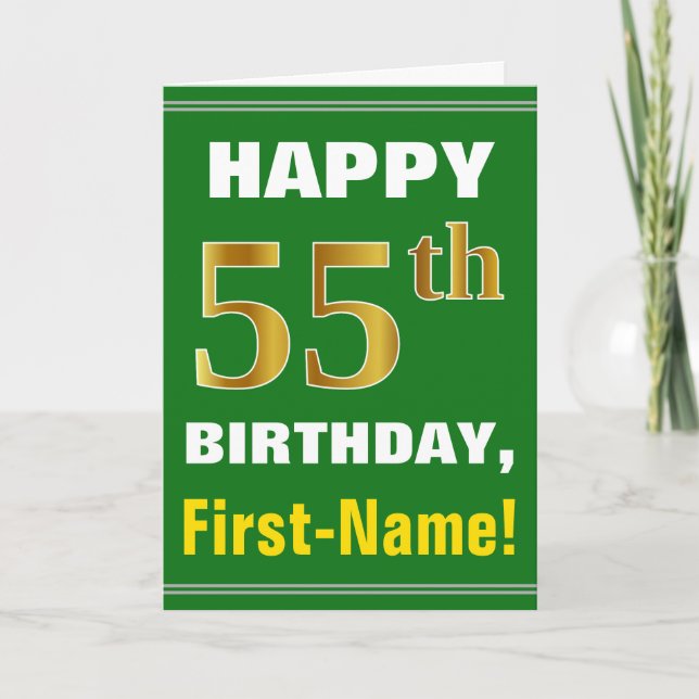 Gras, Vert, Faux Gold 55e anniversaire avec carte  (Devant)