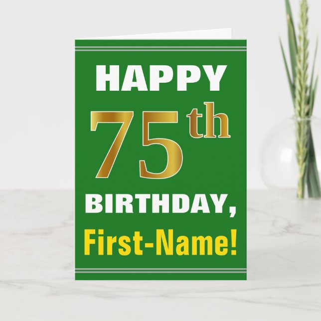 Gras, Vert, Faux Gold 75e anniversaire avec carte  (Devant)