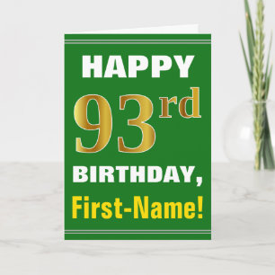 Gras, Vert, Faux Gold 93e anniversaire avec carte