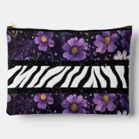 Gras zèbre violet fleuri noir couleur sac fourre-t