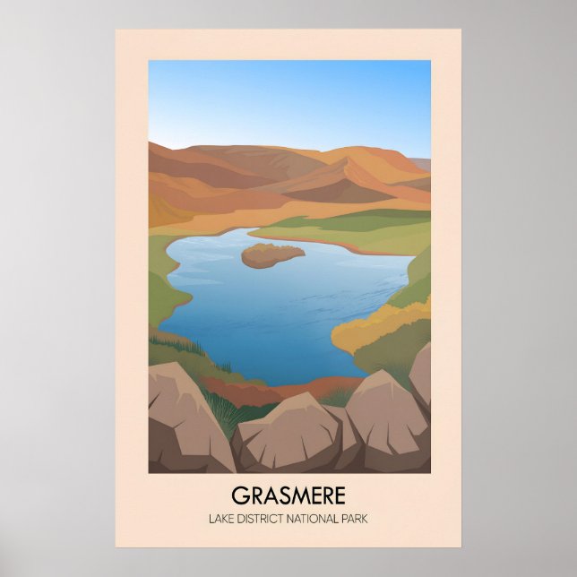 Grasmere Lake District Travel Poster (Devant)