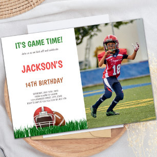 Grass Green Football Anniversaire Invitations phot