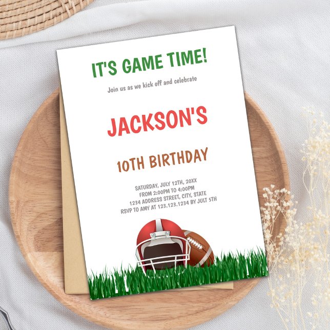 Grass Green Football Invitations Anniversaire (Grass Green Football Birthday Invitations)