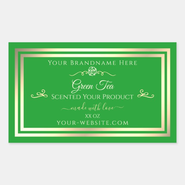 Grass Green Produit Étiquette Gold Frame Rose Vint (Devant)