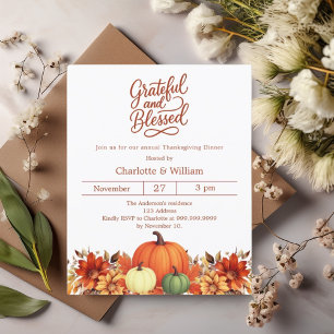 Grateful béni Dîner de Thanksgiving invitation