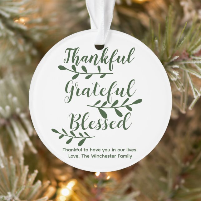 Grateful Bienheureux vert foncé script moderne (Arbre)