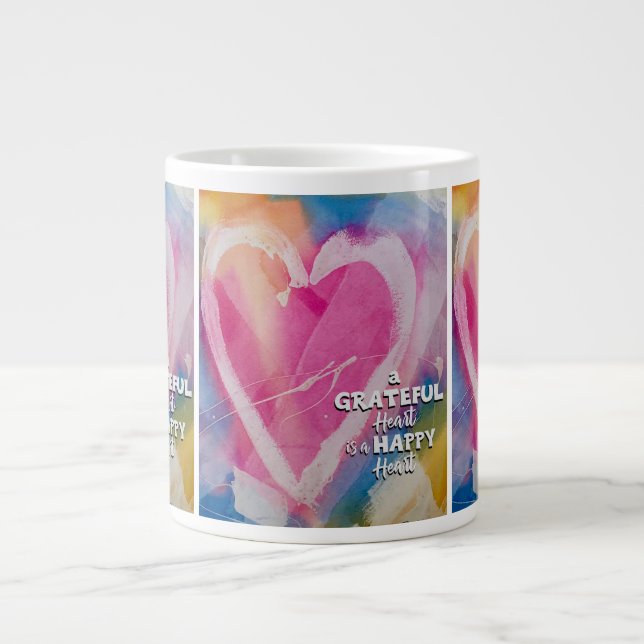 Grateful Happy Bone China Mug art de Pedie Wolfond (Devant)