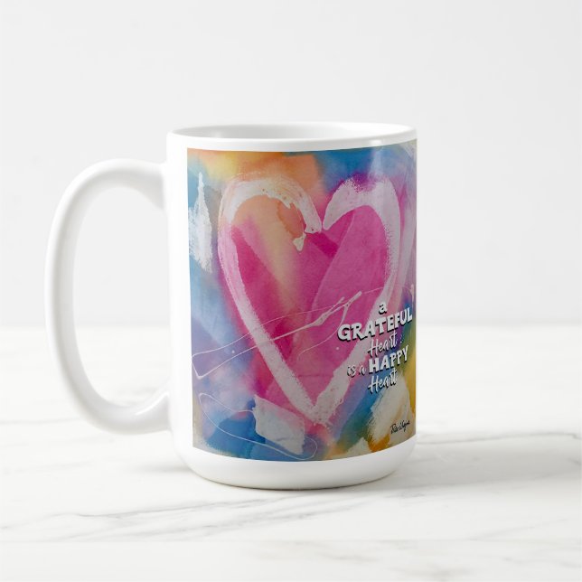 Grateful Happy Heart Mug art par Pedie Wolfond (Gauche)