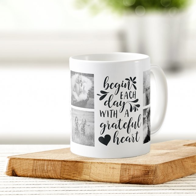 Grateful Heart Black and White Photo Mug (Créateur téléchargé)