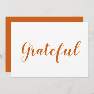 Grateful orange script mignon carte d'action de gr