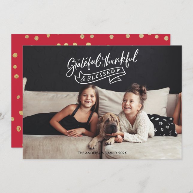 Grateful Thankful Blessé Noël Carte photo (Devant / Derrière)