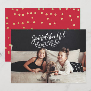 Grateful Thankful Blessé Noël Carte photo