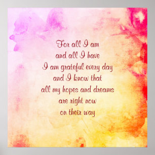 'Gratitude and positivity' poem art poster
