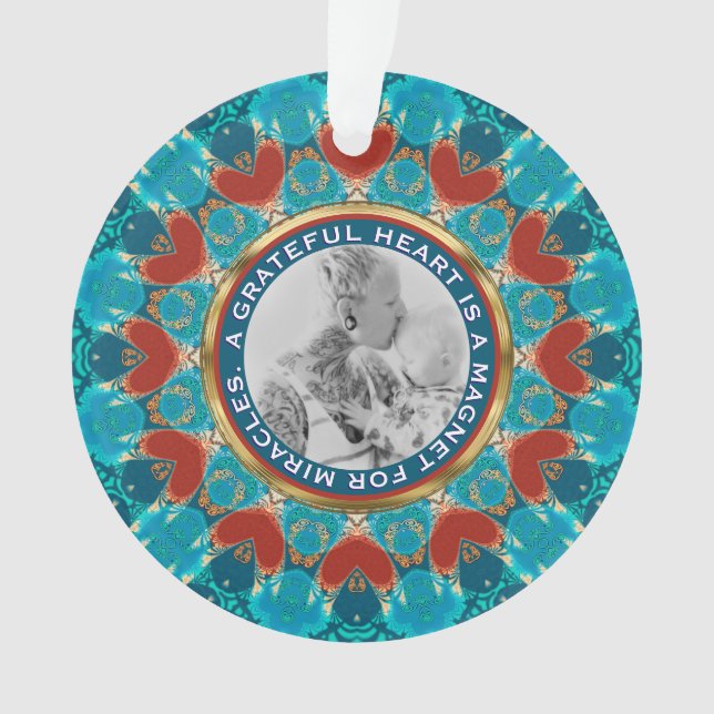 Gratitude Aqua Turquoise Mandala Mots personnalisé (devant)