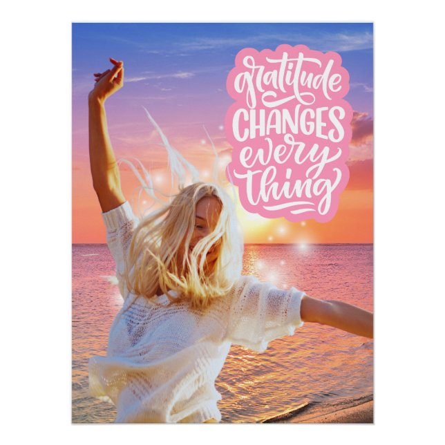 Gratitude Changes Everything Sunset Beach Poster (Devant)