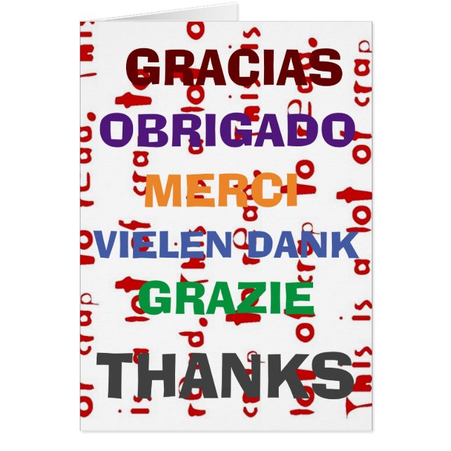 Gratitude en plusieurs langues, modifier le texte (Devant)