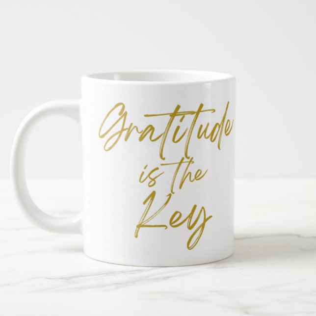 Gratitude est la clé 20 oz Jumbo Mug (Gauche)